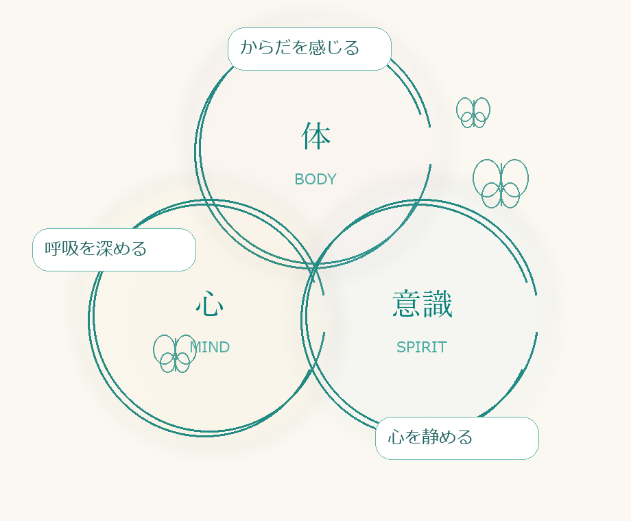 体・心・意識のバランスを整えるイルチブレインヨガのイメージ図